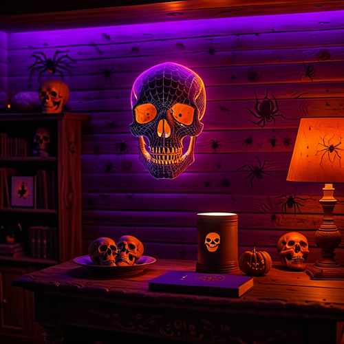 Projecteur LED Halloween — Crâne, Fantôme, Araignée & Citrouille | Ambiance Effrayante USB